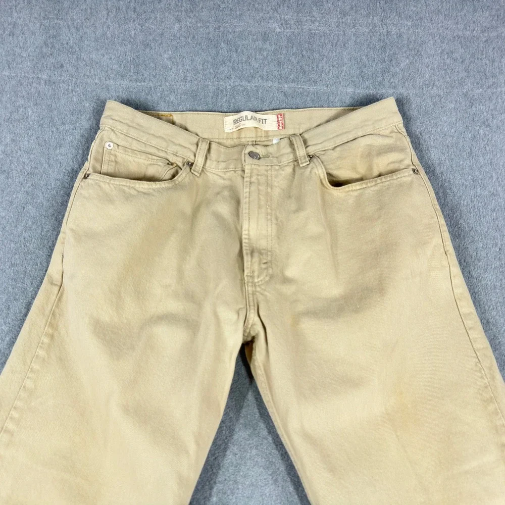 Vintage Levi's 505 Jeans 36x29 Khaki Tan Straight Leg Denim Regular‎ Y2K